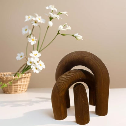 3Pcs Wood Arch Decor Accents - Home Book Table Decorative Rustic Arch Decor Modern Boho Minimalist Coffee Table Bookshelf Living Room Entryway Aesthetic Decorations Objects (Pumpkins)