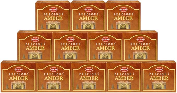 TRUMIRI Precious Amber Incense Cones & Cone Incense Burner Bundle: 120pcs (12 Sets of 10pcs)