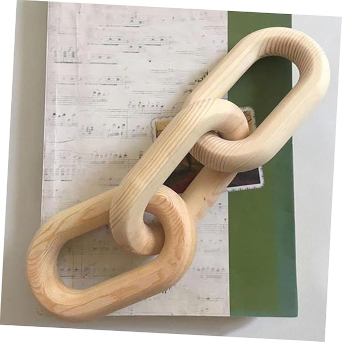 Artibetter Decor Wood Chain Link Decoration Earthy Cottagecore Living Room Mantle Decor Minimalist Style