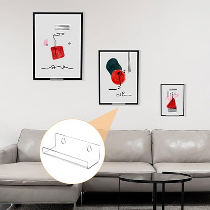 24 Pack Vinyl Record Shelf Wall Mount, 4 Inch Acrylic Wall Mount Shelves, Clear Acrylic Album Record Holder Display, Floating CD Rack Storage Hanger, Floating Walls Shelves