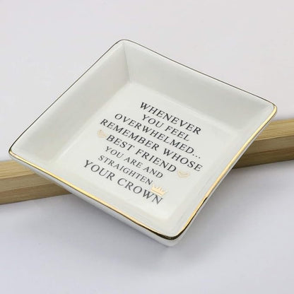 JoycuFF Christmas Birthday Gifts for Best Friends Ceramic Ring Dish Decorative Jewelry Tray -Womens Birthday Gifts