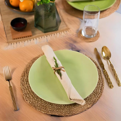 Eco Crave Jute Round Woven Placemats Set of 12, Natural 13 Inch Boho Farmhouse Rustic Hand Woven Place mat for Dining Table Decor, Wicker Chargers Heat Resistant Easy to Clean and Non-Slip Placemat