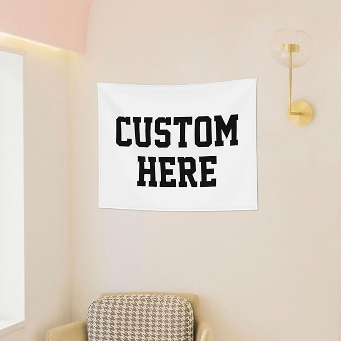 Custom Wall Tapestry Personalized Image Text Custom Tapestry Wedding Funny Backdrop 37''W X 29''L Tapestries, White,Dormitory