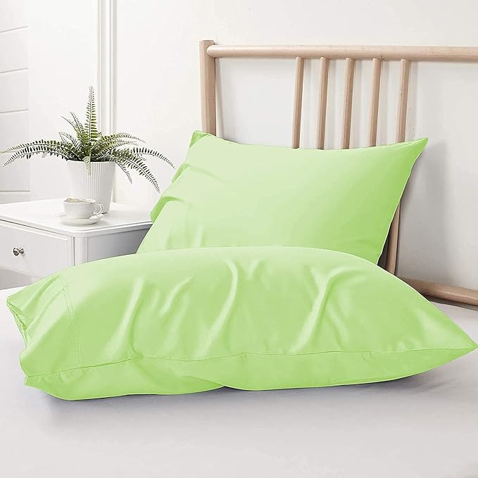 Upgrade Your Bedding Experience with The Made of 100% Cotton Pillow Cases 2 Pack King Pillowcases 20" x 40" Size fits King Pillows. Envelope Closure Parrot Green