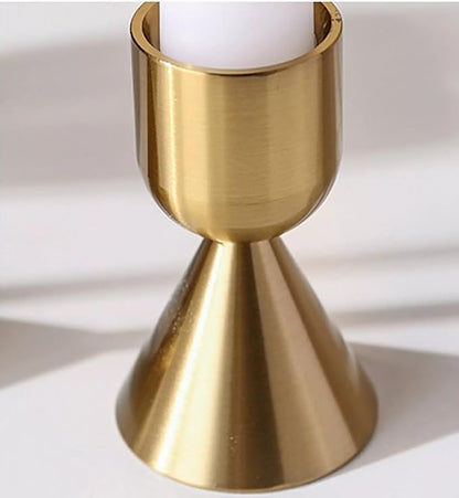 Brass Gold Candlestick Holder,Taper Candle Holders,Candle Stick Holders 2Pcs,Modern Aluminium Taper Holder for Table Mantel Wedding Housewarming Gift