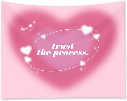 Boqin Pink Aura Tapestry - Cute Aesthetic Tapestries for Girl Bedroom, Pink Heart Tapestry Wall Hanging for Home College Dorm Living Room, Girls Room Art Tapestries - 60 x 50 Inch