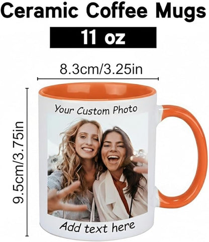 G9W168 Custom Coffee Mug, Customizable Coffee Cups with Pictures Personalized Ceramic Mug for Gifts Novelty Personalized Mugs for Friends (Orange)