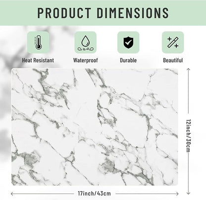 Faux Leather Placemats Set of 6,Heat Resistant Placemats for Dining Table, Easy Clean Non-Slip Place Mats, Waterproof Stain Resistant Wipeable Washable PU Table Mats, (Marble)
