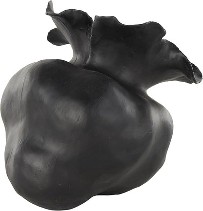 Deco 79 Ceramic Abstract Wide Rounded Floral Shaped Vase with Petal Rim, 8" x 10" x 9", Black