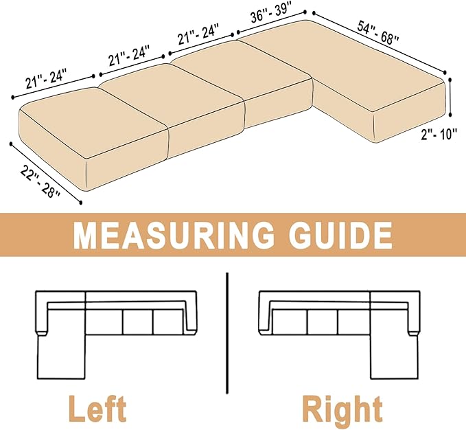 Sectional Couch Covers for 4-Piece Seat Cushion Velvet Separate L Shape Couch Cover Stretch Sofa Slipcover with 2 Pieces Pillowcases Furniture Protector (Sofa 3 Seater + 1 Chaise, Camel)