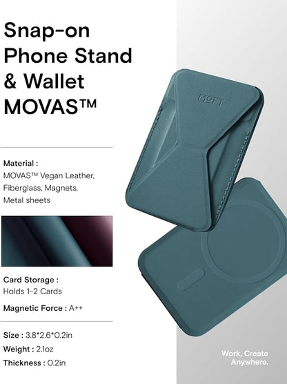 MOFT Magnetic Wallet Stand Compatible with iPhone 17/16/15/14/13/12 Series, Angle Adjustment & Magsafe Compatible MOVAS Phone Stand,Jungle