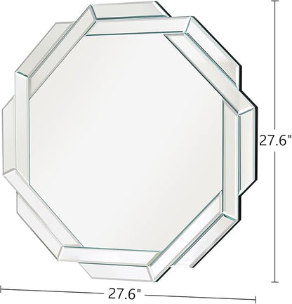 Bathroom Mirror-28”X28” Wall Mirrors Decorative, Beveled Edge Frameless Mirror for Wall Bathroom, Vanity Room, Bedroom, Living Room and Enterway