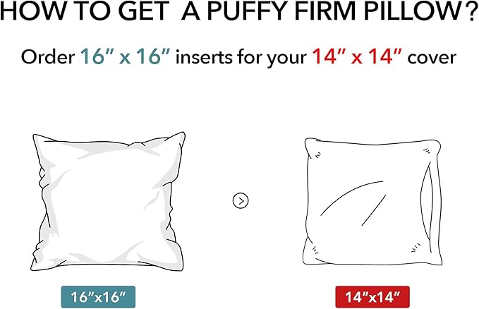 Oubonun 16 x 16 Throw Pillow Inserts Set of 2-100% Cotton Cover - White Couch Bed Decorative Pillow Pair