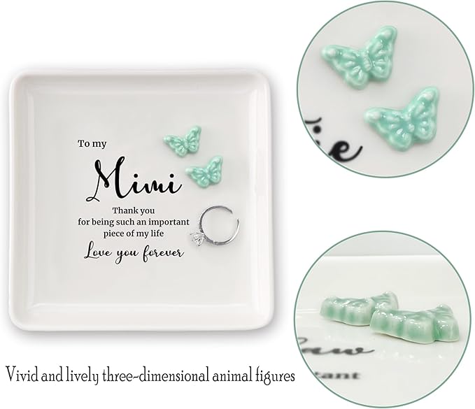 HOME SMILE Mimi Gifts for Grandma Christmas Mother's Day-I Love You Mimi Ring Dish-Mimi Gifts for Grandma Nana Birthday Valentine's,Gifts for Mimi from Grandkids Grandchildren