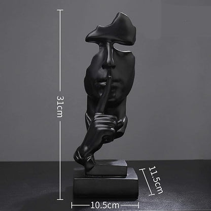 aboxoo Thinker Statue, Silence is Gold Abstract Art Figurine, Modern Home Resin Sculptures Decorative Objects Piano Desktop Decor for Creative Room Home, Office Study Decor (Black)