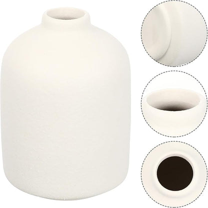 Creative Matte White Ceramic Small Flower Vase 10Cm Height Desktop Art Planter for Office and Home Décor, Simple Bud Vase for Flower Arrangement and Aromatherapy