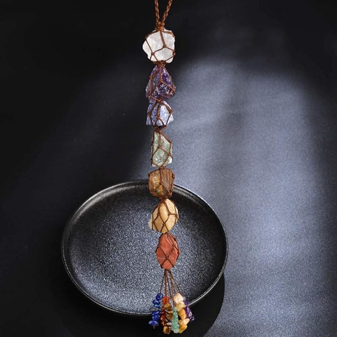 Handmade Hanging Ornaments 7 Chakra Raw Stones Home Decoration Feng Shui Ornament