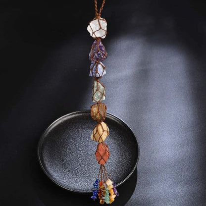 Handmade Hanging Ornaments 7 Chakra Raw Stones Home Decoration Feng Shui Ornament