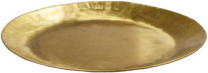 Serene Spaces Living Antique Round Raw Brass Tray, Hammered Decorative Metal Tray Use as Holder for Accessories, Candles, Jewelry, Centerpiece for Kitchen or Dining Table, 12" Diameter & 0.75" Tall