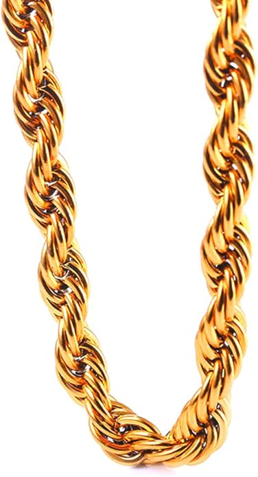 TUOKAY Sparkling Big Gold Rope Chain for Men and Women 11mm Thick Heavy Huge Faux Gold Rope Chain Costume Necklace for Rapper Rap Gangsta