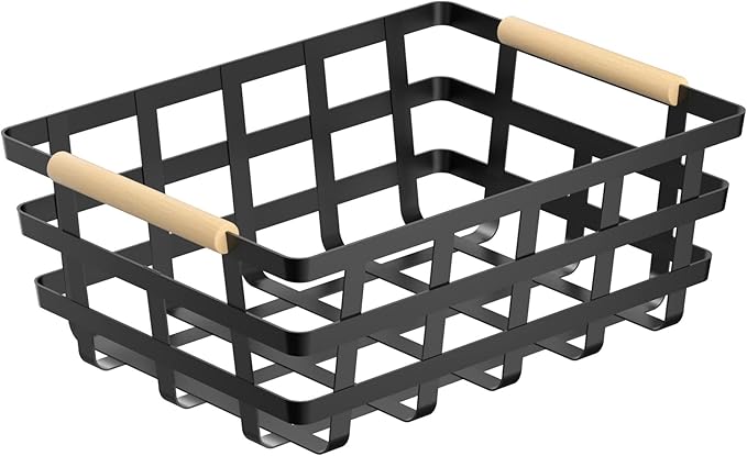 Large Wire Metal Baskets Storage Organizer Farmhouse Baskets Bin for Pantry Cabinets Rustic Kitchen Counter Closet,4 Pack