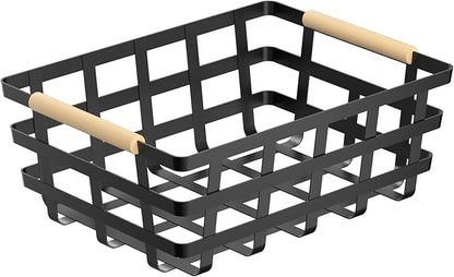 Large Wire Metal Baskets Storage Organizer Farmhouse Baskets Bin for Pantry Cabinets Rustic Kitchen Counter Closet,4 Pack