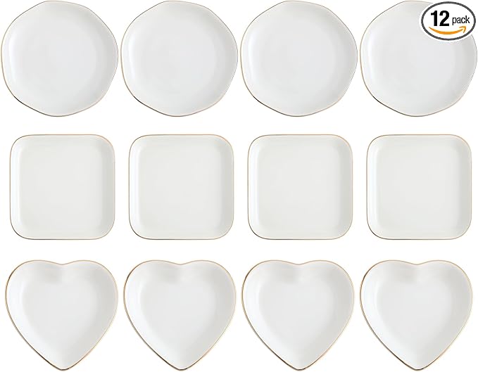 Shappy 12 Pcs Ceramic Jewelry Tray 4.5 in Ring Dish Bulk Decorative Trinket Dish for Bridal Shower Weddings Birthdays Gifts
