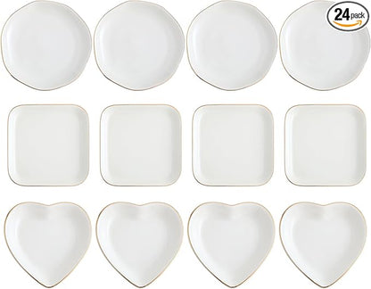 Shappy 24 Pcs Ceramic Jewelry Tray 4.5 in Ring Dish Bulk Decorative Trinket Dish for Bridal Shower Weddings Birthdays Gifts