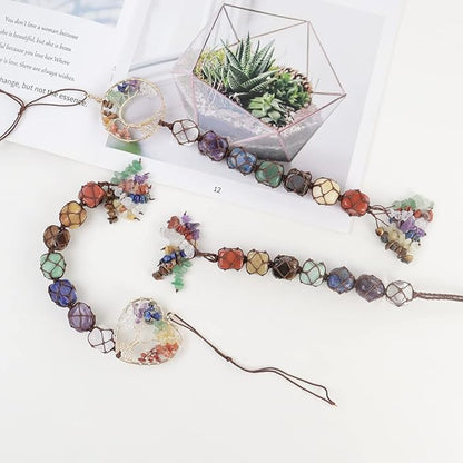 Anjiucc 7 Chakra Stone Healing Crystal Tree of Life Wall Hanging Home Interior Decoration，Window Decoration，Yoga Meditation