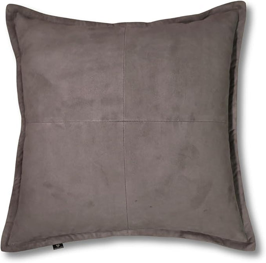 LL LEATHER LOVERS Genuine Suede Leather Pillow Cover, 14x14 Inch Case for Lumbar Throw Couch Pillows, Thick & Soft Cushion Covers for Sofa Bed Home Decor (Suede Grey Box Pack of 1)