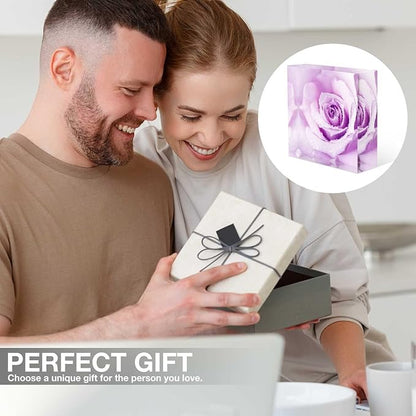 Acrylic Decorative for Home Decor Beautiful Purple Rose With Morning Dew Nurse Presents for Women - Presents for Women Friends - Holiday Presents,Inexpensive Thank You Presents Ideas