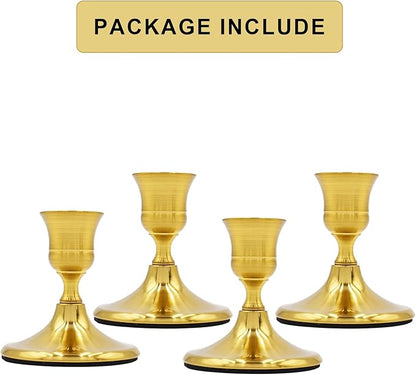 Candlestick Holders Taper Candle Holders, Gold Vintage Candle Stick Candle Holder for Pillar Candles Table Centerpiece, Wedding Reception, Festive Christmas Mantel Decor or Home Decor