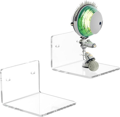 Sezanrpt 4 Inches Clear Small Wall Shelves, 4mm Thickness Acrylic Small Floating Shelf for Figures, Plants, Security Cameras, Speakers, Moisture-Proof, 2 Pack
