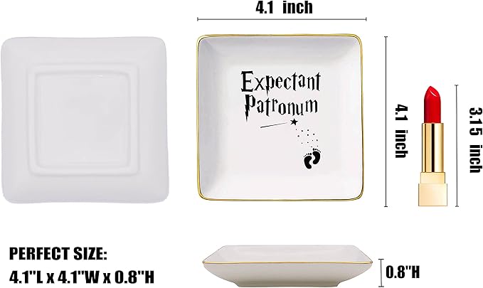 Expectant Patronum-New Mum Presents-Mom to Be-Have a Baby-Funny Pregnancy Announcement Gift-Baby Reveal Gifts for First Time Mother-Ceramic Jewelry Holder Ring Dish Trinket Tray