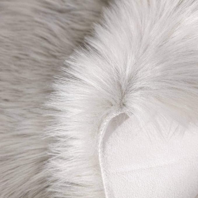 Carvapet Fluffy Shaggy Soft Faux Sheepskin Fur Area Rugs Floor Mat Chair Sofa Cover Beside Carpet for Bedroom Living Room, 2ft x 3ft, Grey