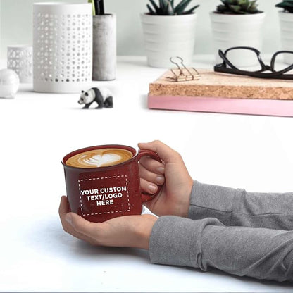 DISCOUNT PROMOS Custom Ceramic Campfire Coffee Mugs 13 oz. Set of 50, Personalized Bulk Pack - Perfect for Tea, Espresso, Cappuccino, Hot Cocoa - Maroon