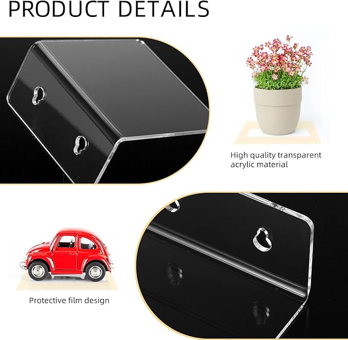 Acrylic Wall Shelves for Storage,Floating Shelf,Clear Display Shelves,Ledges for Pop Figures Plant Organizer for Toy Games Spices Perfumes Picture Photo for Bedroom Decor Living Room