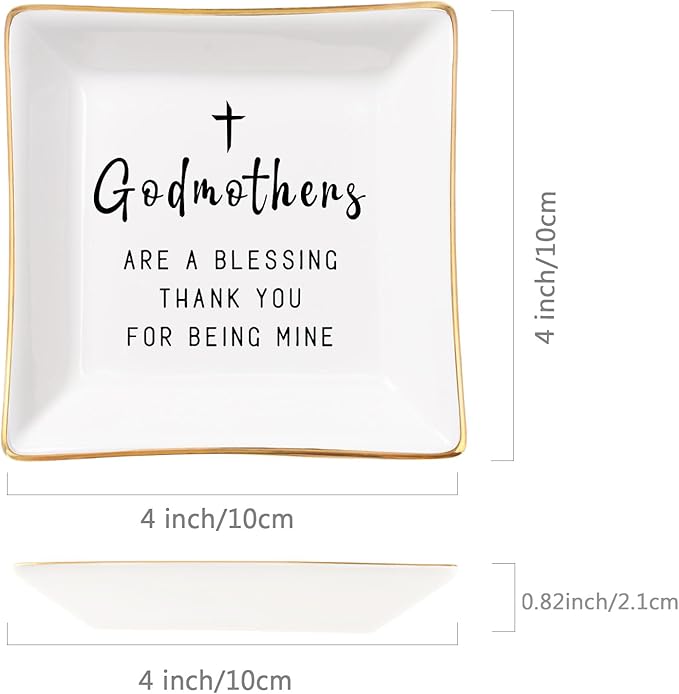 Godmother Gifts from Godchild, Gifts for Godmother Trinket Ring Dish - Godmothers...Thank You for Being Mine, Birthday Christmas Mother's Day Gift for Godmother