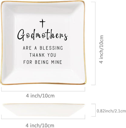 Godmother Gifts from Godchild, Gifts for Godmother Trinket Ring Dish - Godmothers...Thank You for Being Mine, Birthday Christmas Mother's Day Gift for Godmother