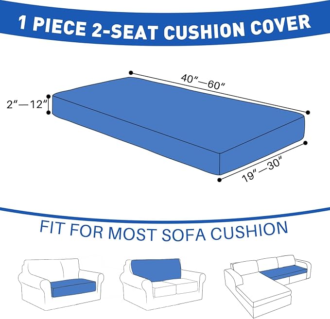 MAXIJIN Waterproof Couch Cushion Covers Stretch Sofa Seat Slipcovers Washable，Sectional Outdoor Cushion Covers with Elastic Bottom for Dogs Pets Kids (1 Pc Loveseat Cushion Cover, Dusty Pink)