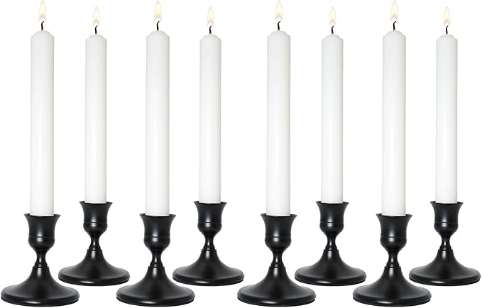 Taper Candle Holders, Black Candlestick Holders for Table Centerpieces, Weddings, Parties, Anniversaries and Home Decor, Elegant Candle Holders, Set of 8