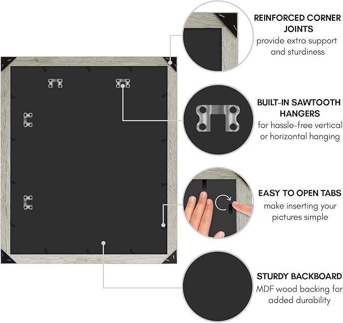Americanflat 20x24 Picture Frame with Polished Plexiglass - Wide Picture Frames Made of Engineered Wood for Vertical or Horizontal Wall Display - Epic Collection - Grey