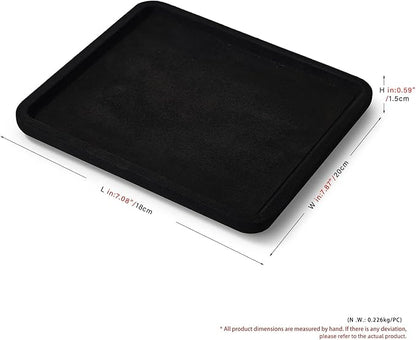 Microfiber Jewelry Display Flat Tray for Rings Earrings Necklace Bracelet, Jewelry Photograph Display Catchall Organizer Tray Dish(M,Black)