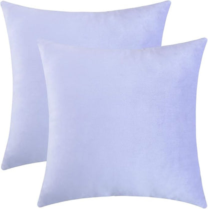 Jeneoo Set of 2 Comfy Soft Velvet Throw Pillow Covers Decorative Solid Square Cushion Cases for Bedroom Sofa Car Decor (20 x 20 Inches, Lavender Blue)