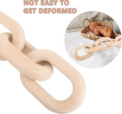 OSOLADY Wood Chain Link Decor: 5-Link Decorative Wooden Chain - Aesthetic Home Decor for Farmhouse Bookshelf Coffee Table Living Room Racks Cabinet