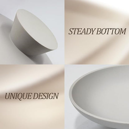 Modern Resin Pedestal Decorative Bowl, Large Fruit Bowl for Kitchen Counter, Stylish Key Bowl for Entryway Table, Grey