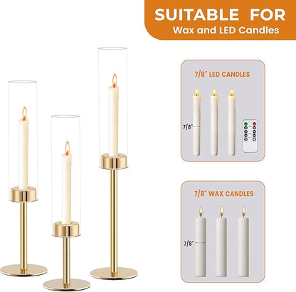 Gold Candlestick Holders Set of 6 – Tall Candle Sticks Holder Decor – Vintage Centerpiece Table Decorations – Dining Room Candle Holder Decor, Wedding Decorations – Home Decor Aesthetic Gift