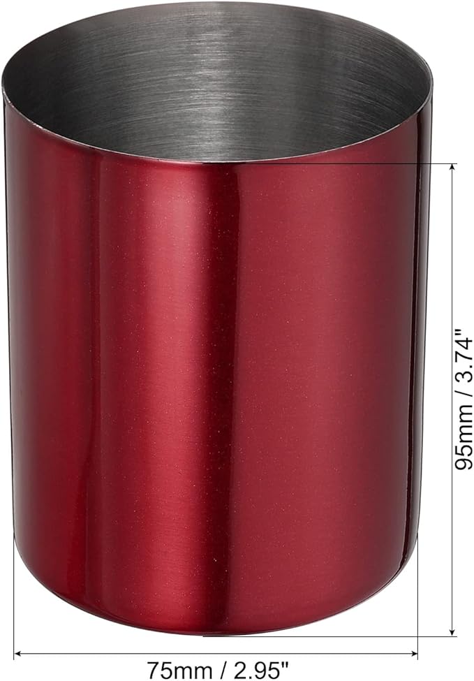 PATIKIL Pencil Holder, 2 Pack Pen Holder for Desk Stainless Steel Pencil Holders Cup Organizer Makeup Brush Holder for Desk Accessories, Red