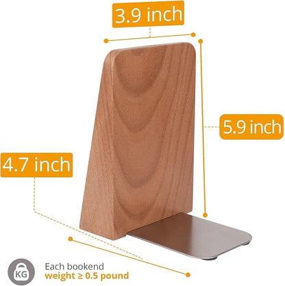 Wood Handmade Heavy Duty Bookends for Shelves Decorative Book Ends to Hold Books for Office