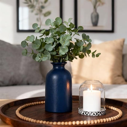 Blue Ceramic Bud Vases Set of 6 – 5 in Small Vases for Dried Flowers or House Plants, Modern Boho Decorative Vases for Wedding, Home, Table Centerpieces, Mantel or Office Decor